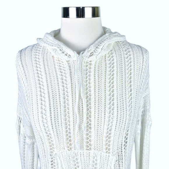 Poof! Knit Crocheted Hoodie Pullover Top - Size Medium - Picture 2 of 4